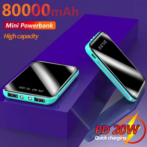 high capacity 80000mah mini power bank portable charger digital display for xiaomi samsung iphone fast charger free global shipping