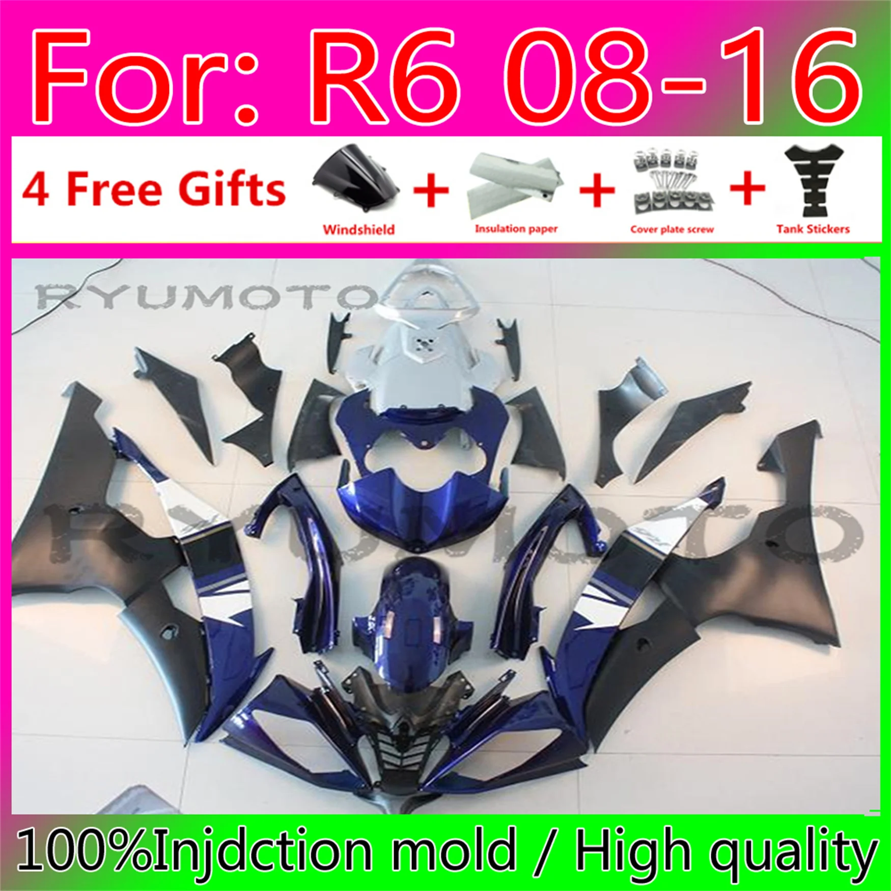 

Motorcycle Injection Fairing Kits For Yamaha YZF R6 2008 2009 10 2011 12 13 15 16 Fairings Bodywork YFZ-R6 08 09 11
