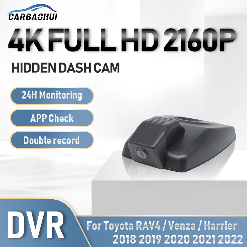 4K 2160P Car DVR Dash Cam Camera HD Night Vision Wifi 24H Parking record Driving Video Recorder For Toyota RAV4 Venza Harrier