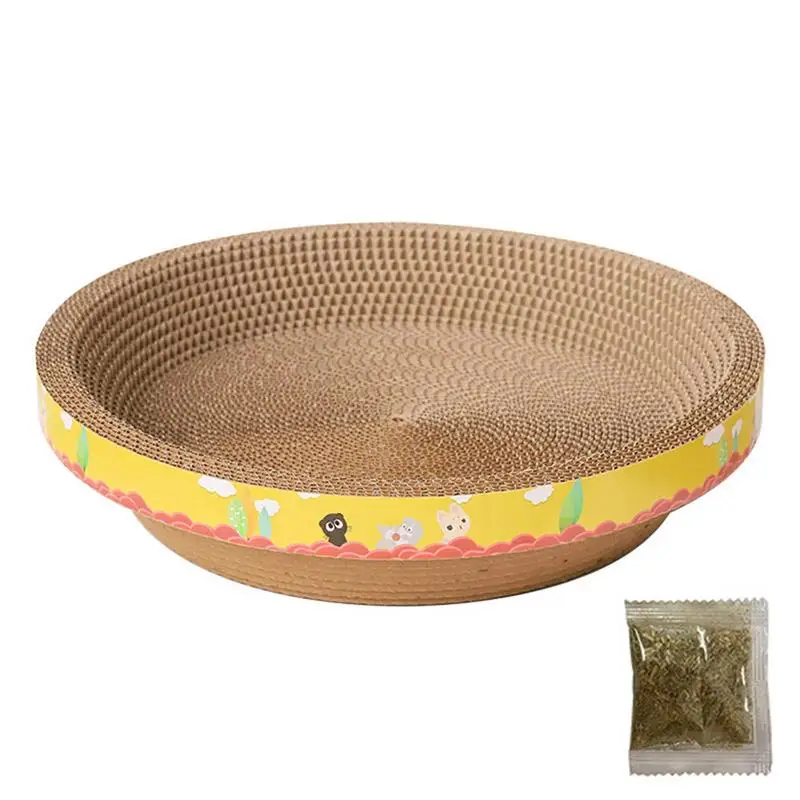 

Round Cat Scratcher Cat Bed Cardboard Recycle Turbo Scratcher Pet Scratching Pad With Catnip Durable No Lint Scratcher For Cat