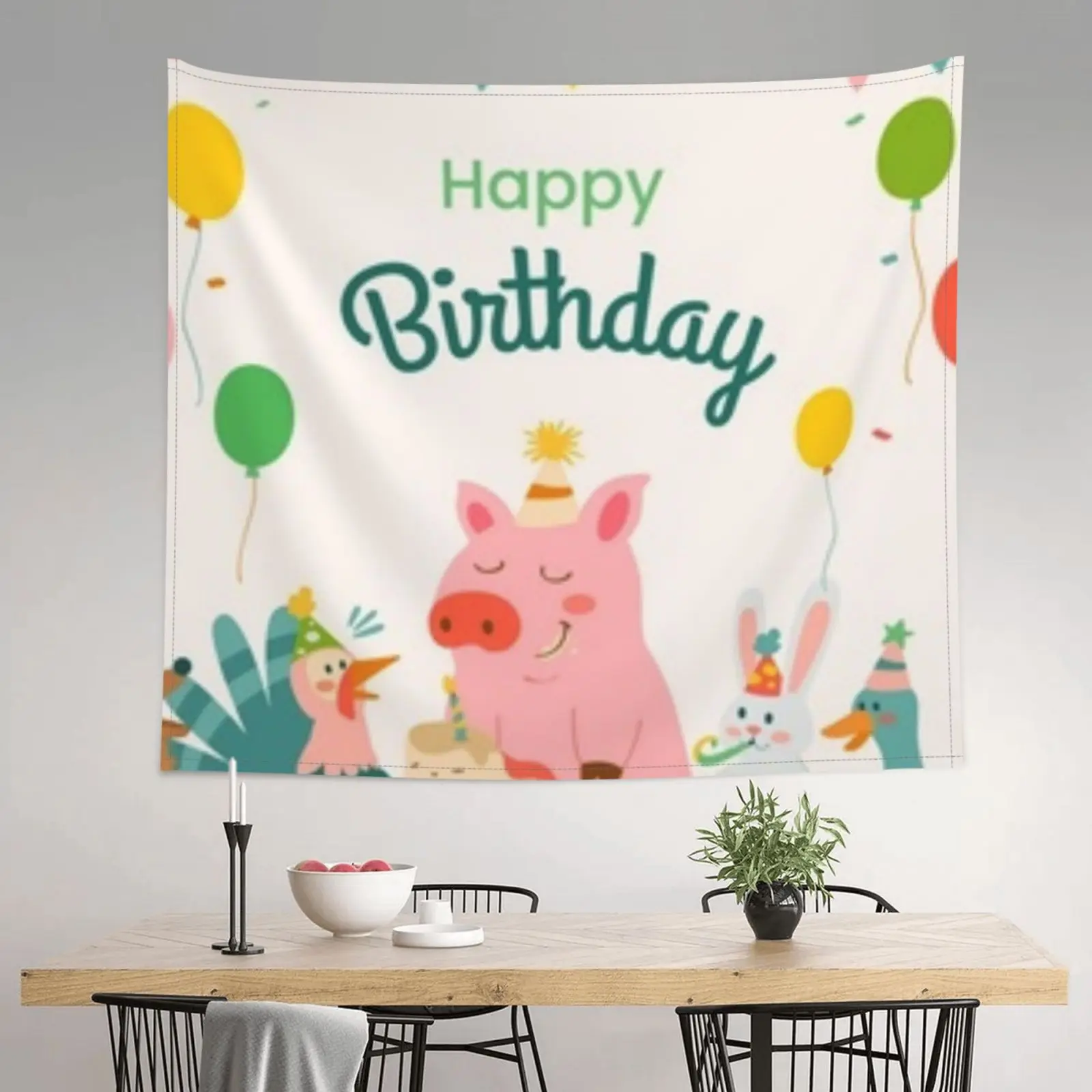 

Happy Birthday 60 x 51 inch Tapestry Birthday Decoration Hanging Birthday Decor