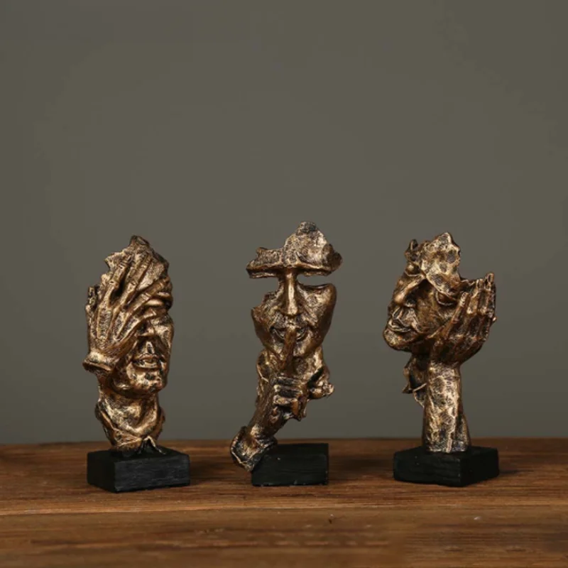 17 см домашний декор абстрактная беззвучная Золотая Статуэтка из смолы с тихим