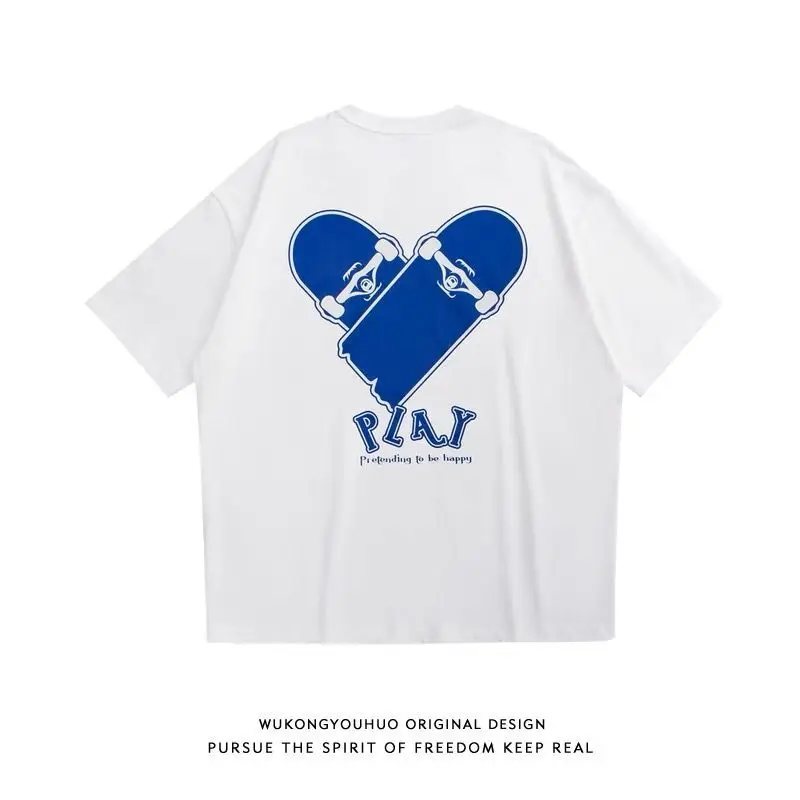 

2022 Streetwear Skateboard cardioid T Shirt Hip Hop Men Tshirt Short Sleeve Cotton T-Shirt Fashion Black Tops Tees HipHop