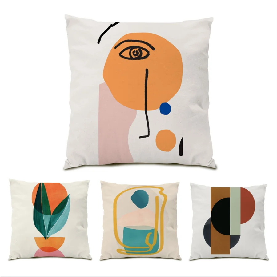 

Living Room Decoration Pattern Pillow Covers Decorative Cushion Polyester Linen Home Artistic Pillowcase Velvet Abstract E0354