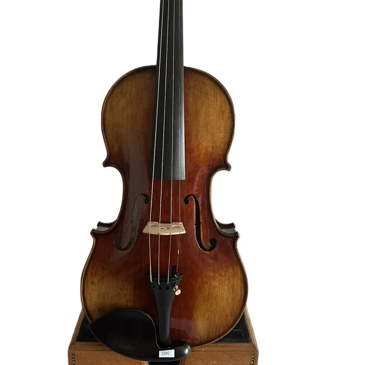 

Master 4/4 violin solid flamed maple back hand ebony mounted spruce top K3391