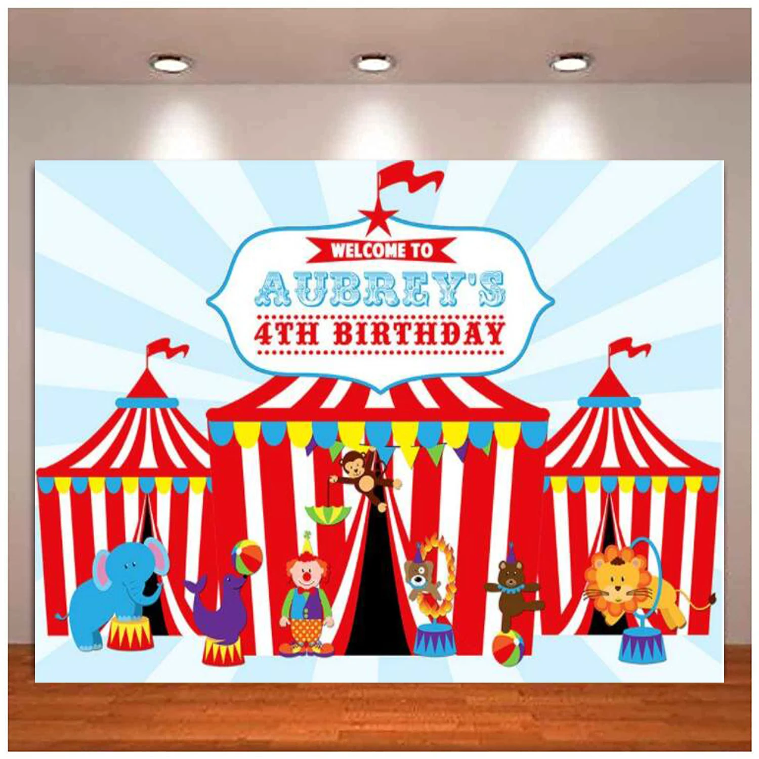 

Цирк палатка карнавал фон большой Топ День рождения баннер десерт торт стол Персонализированная вечерние фотография Фон постер