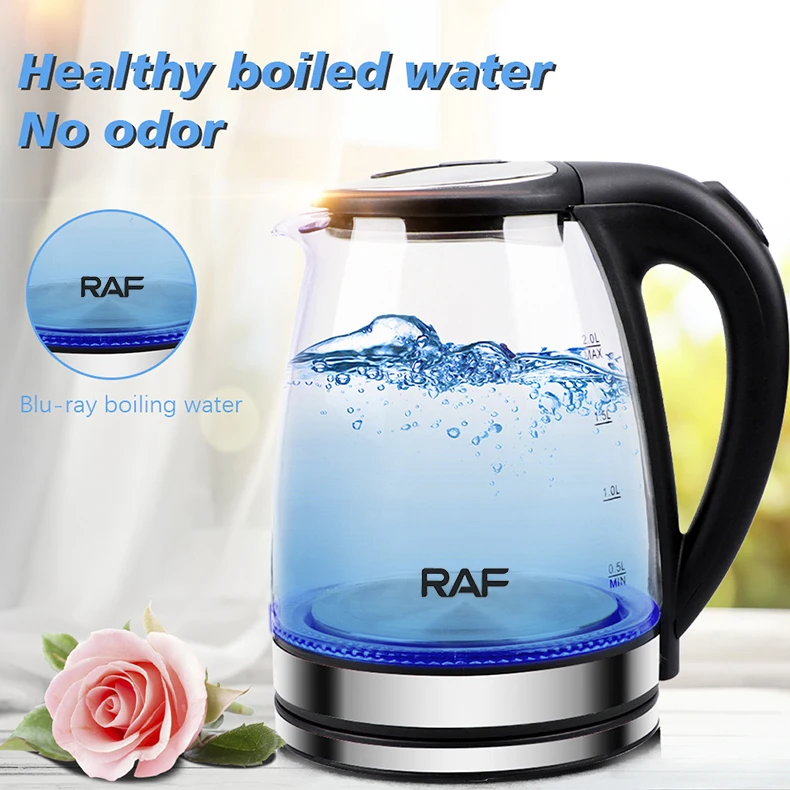 

2L Electric Kettle Teapot Quick Heating Hot Water Boiling Tea Pot Glass Blue Light Heating Kettles Auto-Power Off Boiler
