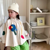 girls cute patchwork birds casual shirts kids cotton loose turn down collar tops