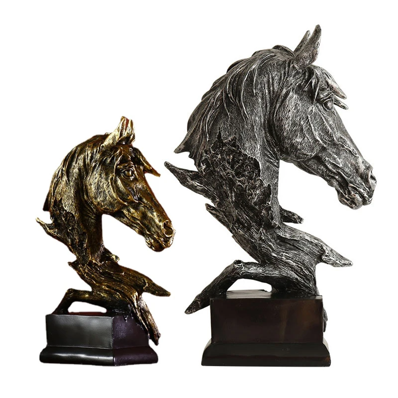 

Retro Creative Horse Head Ornaments Resin Animal Sculpture Home Living Room TV Cabinet Bar Porch Decor Figurine