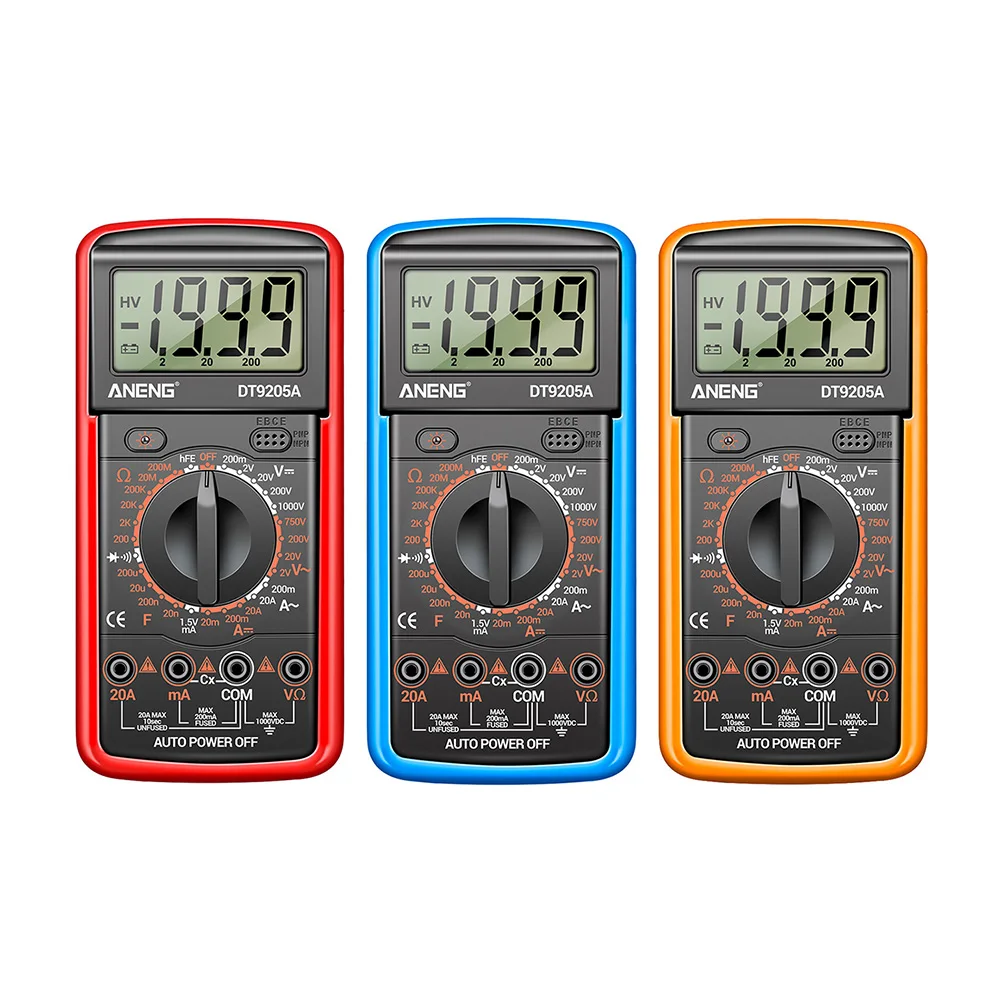 

ANENG DT9205A Digital Multimeter AC/DC Transistor Tester Electrical NCV Test Meter Profesional Analog Auto Range Multimeter