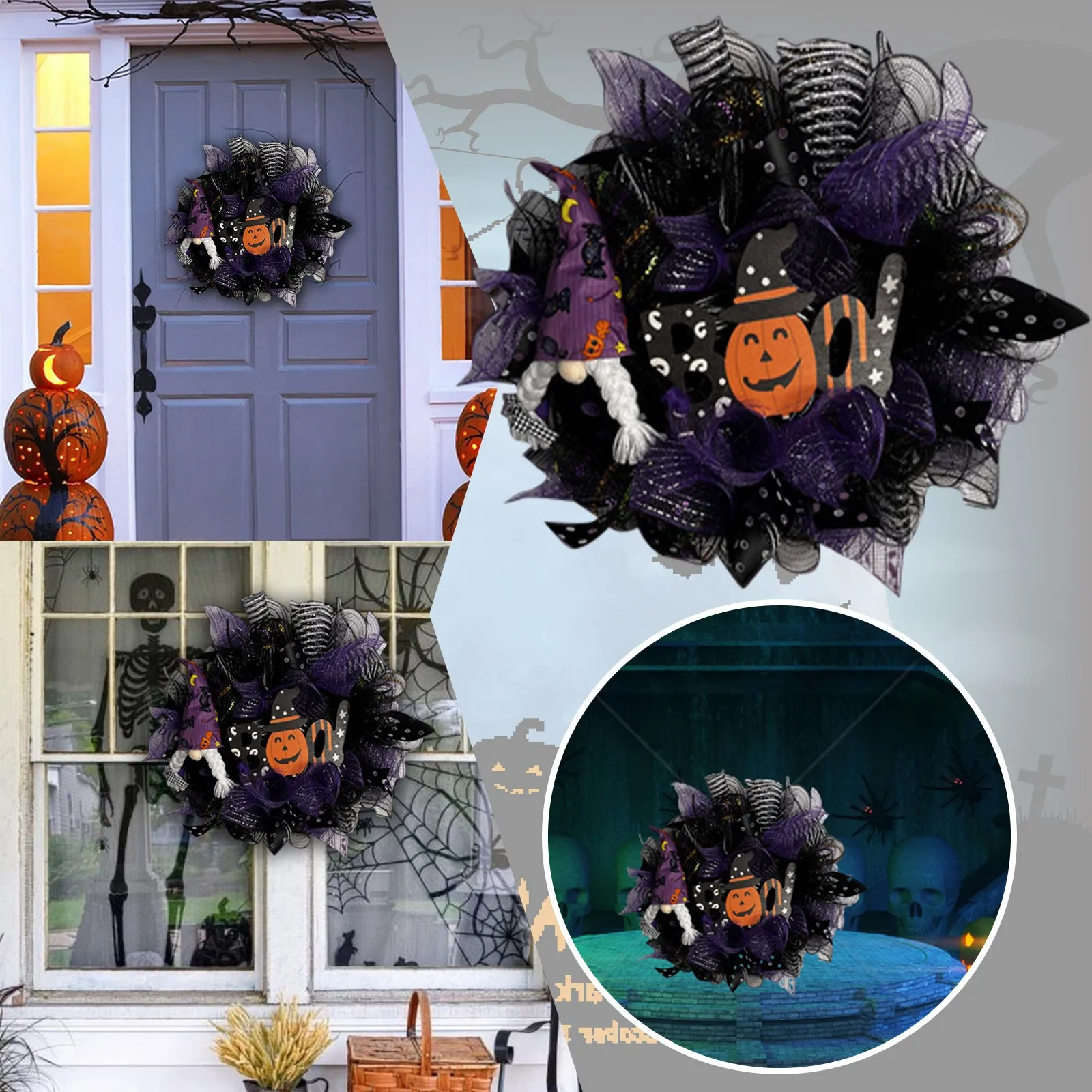 

Halloween Garland Door Decorations Party Home Decorations Front Door Garland Wall Decor Giant Wreath Outdoor 30 in Wreath