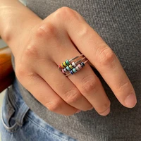 1pc anxiety ring fidget women men runner stacking finger rings with spiral enamel bead relief antistress rotate jewelry