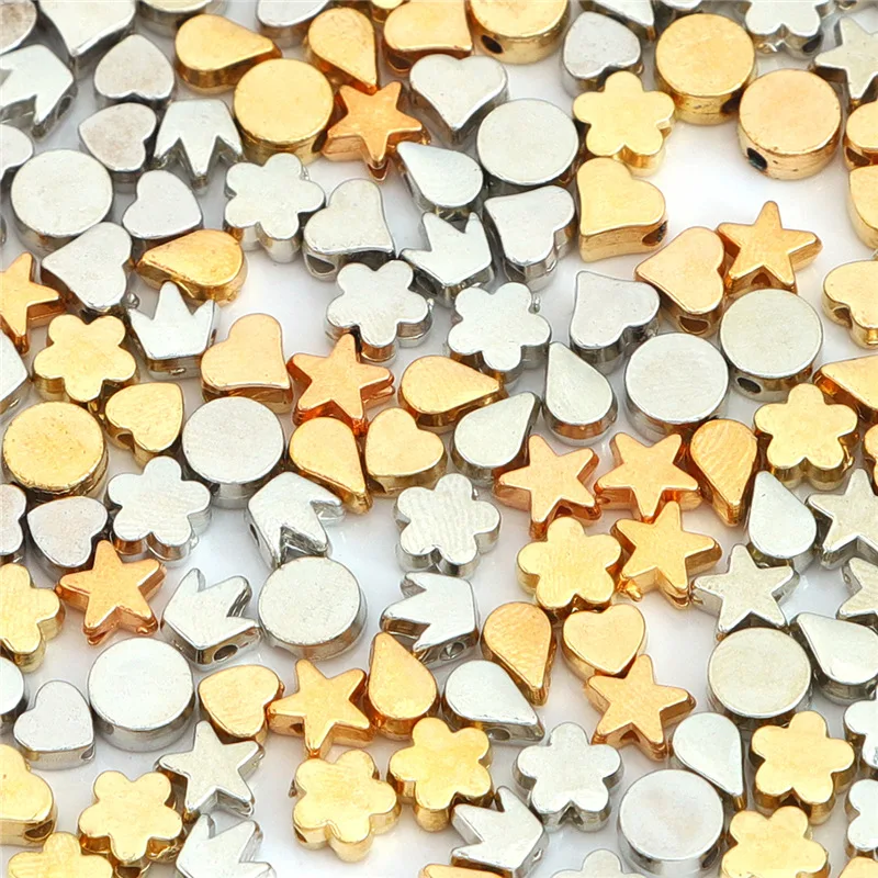 

100pcs Acrylic CCB Plastic Star Flower Heart Seed Beads Bulk Loose Spacer Bead for DIY Bracelet Findings Jewelry Making Supplies