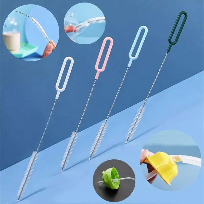 

Nylon Soft Hair Straw Brush Stainless Steel Handle Tube Cleaner Brushes Reusable Straw Bottle Pacifier Clean Brush Tools