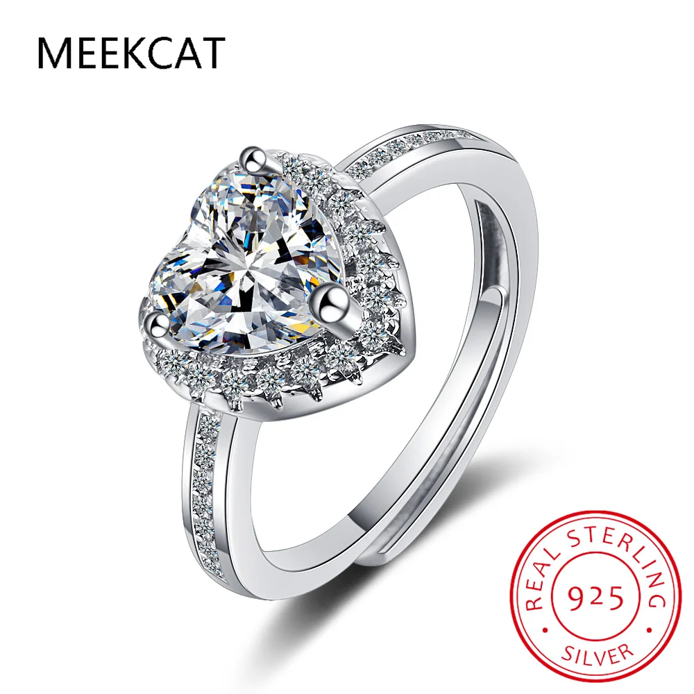 

1 Carat Heart Cut Moissanite Wedding Ring for Women Heart Shaped Diamond Engagement Band Sterling Silver Promise Bridal Rings