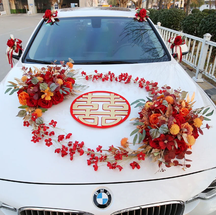

Wonderlife Main wedding car decoration supplies set car head flower wedding head car pull simulation creative layout