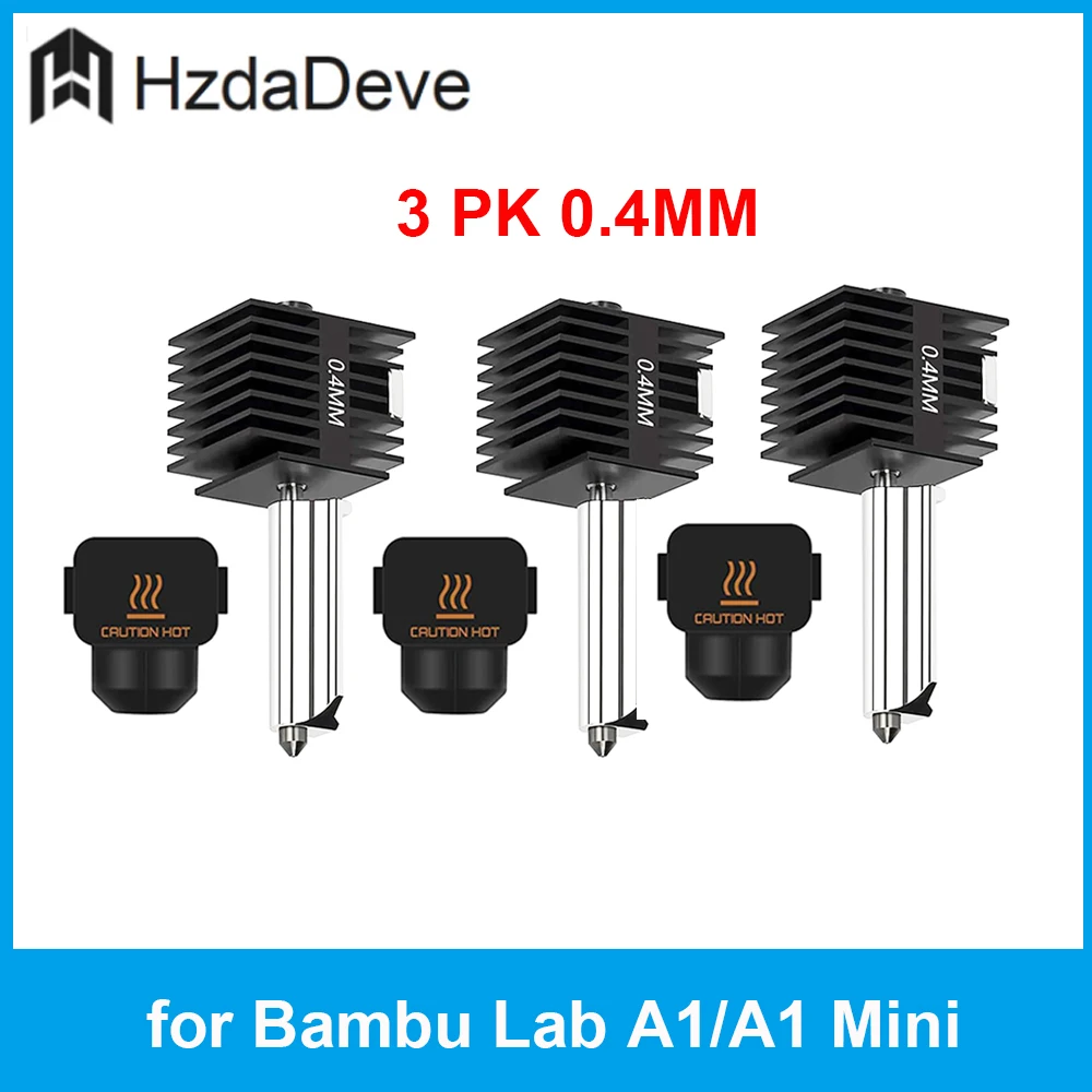 Комплект хотэнда HzdaDeve A1 MiniA1 (0.2 мм, 0.4 мм, 0.6 мм) для 3D-принтера: экструдер с улучшенной печатающей головкой и высокотемпературным стальным соплом (art.: 3920da9c4fcdd) - 3920da9c4fcdd