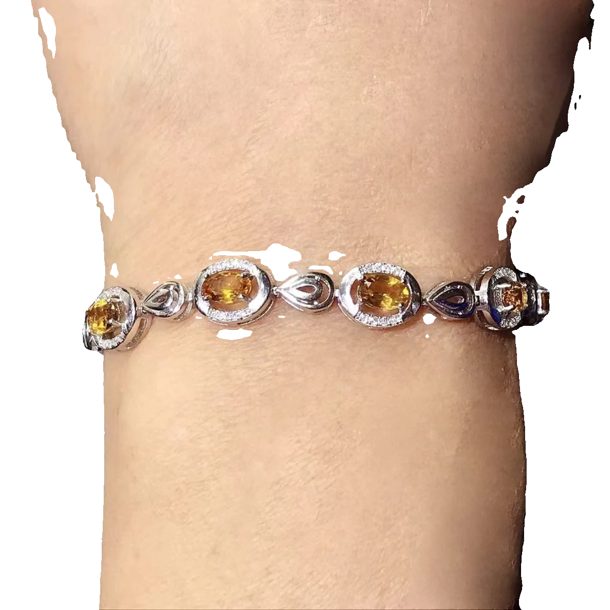 Классический женский браслет из цитрина 3 слоя золота 18 К 925 дюйма 6 шт. 4 мм *