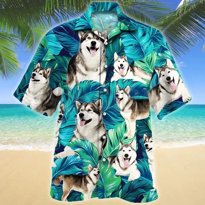 Alaskan Malamute Dog Lovers Hawaiian Shirt 3D All Over Printed Hawaiian Shirt Men's For Women's Harajuku Casual Shirt Unisex