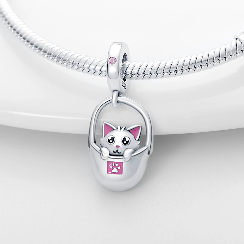

Fits Original Pandach Bracelets Silver Color Pocket Cute Cat Kitty Charms Beads Women Silver Color Pendant Bead Diy Jewelry 2022