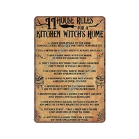 11 house rules for a kitchen witchs home tin signs witch kitchen decor funny vintage metal sign plaqu poster wall art pub