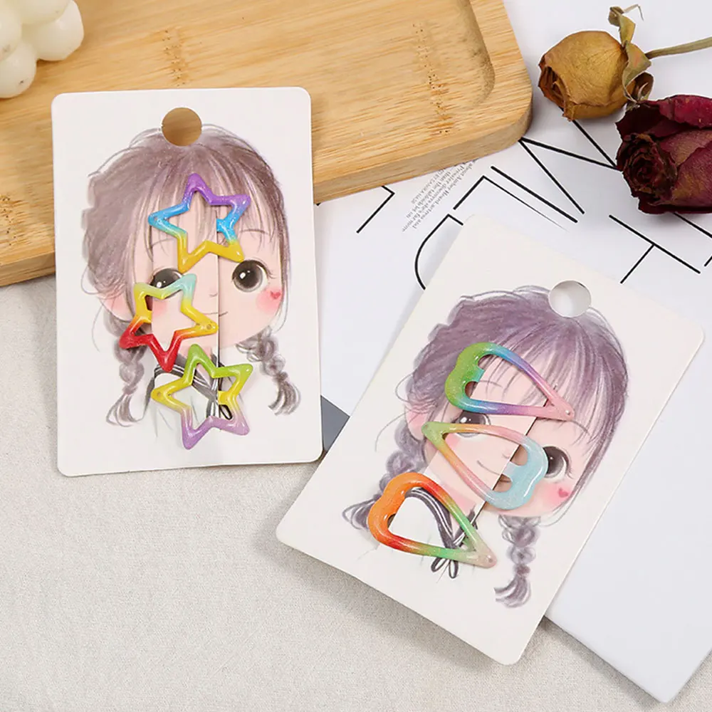 25-50pcs Barrettes Packing Paper Cards Cute Small Girls Display Cards for DIY Kid Hair Accessory Retail Price Tags Holder Labels images - 6