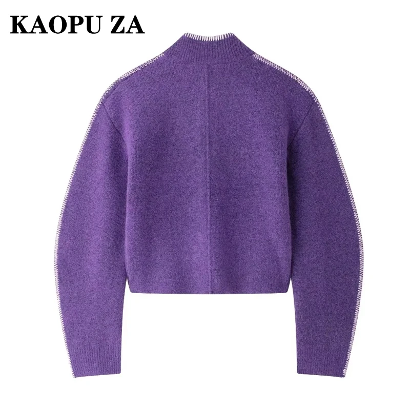 KAOPU ZA 2024 новый осенний женский повседневный кардиган с воротником-стойкой и