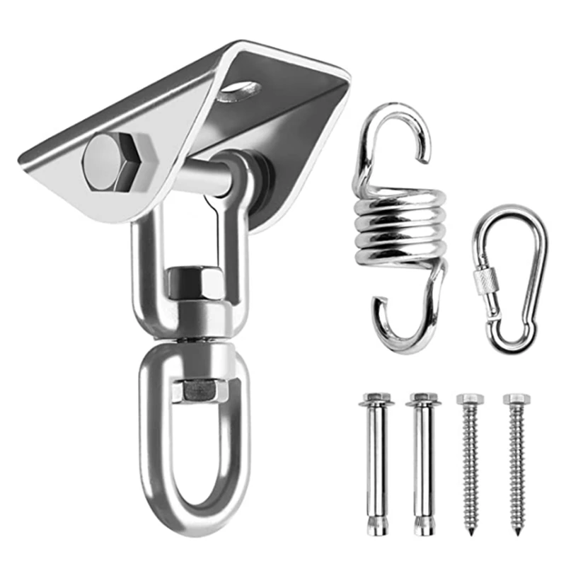 

Hammock Chair Hanging Hardware Kit With Chain And Spring,Porch Swing Hanger,360 Swivel Ceiling Hook For Punching Bag,Gym