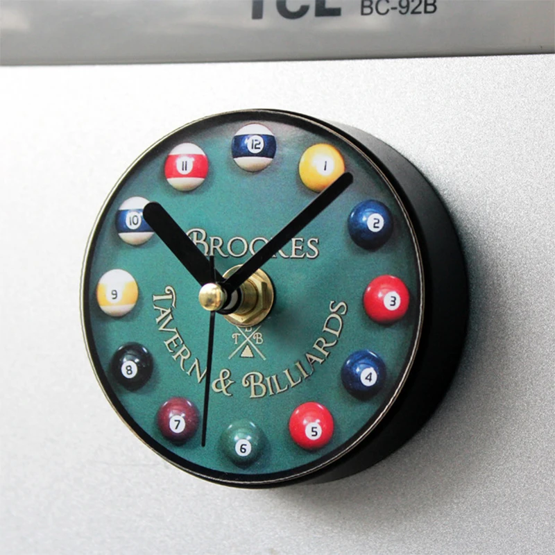 

Creative Billiards Refrigerator Clock European Retro Billiards Refrigerator Magnetic Message Sticker Refrigerator Wall Clock