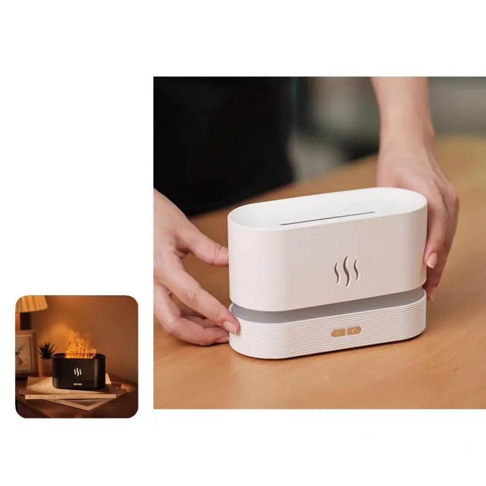 

Useful Flame Humidifier Two Brightness Adjustment Black/White Desktop Humidifier Heavy Fog Mini Humidifier