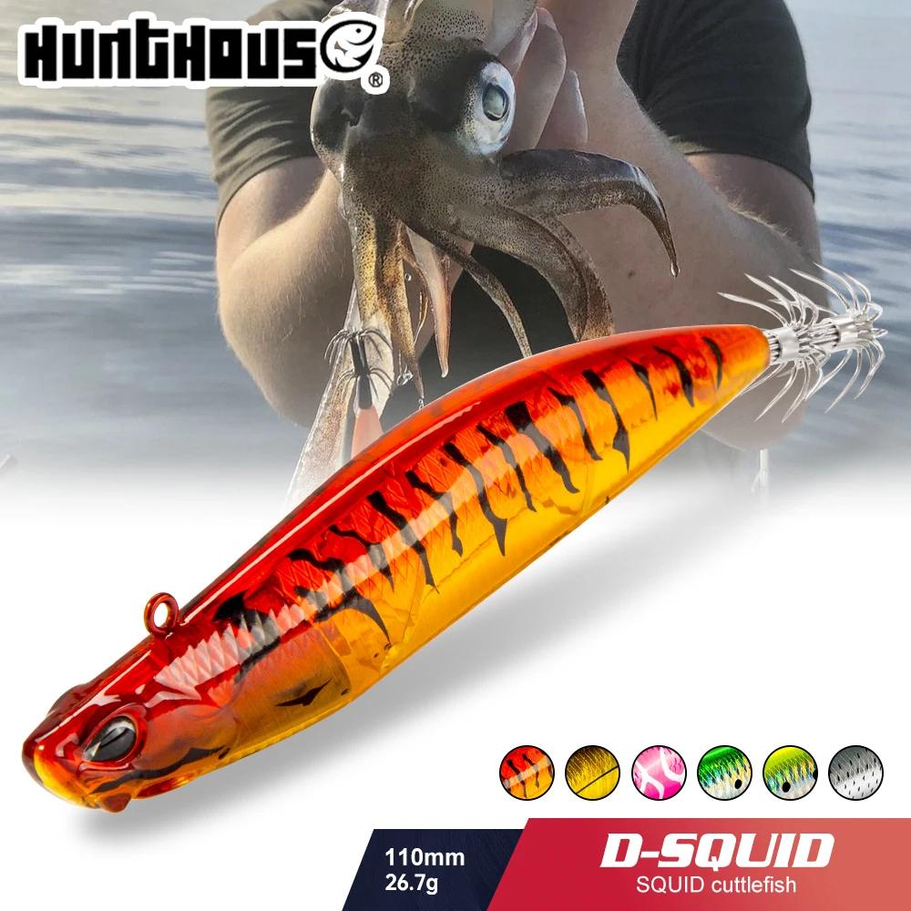Hunthouse D-squid Jigging Lure Pencil LW522 110mm 26.7g Sinking Suqid Leurre Tip-run EGI Hook Fishing Hard Bait For Turlutte