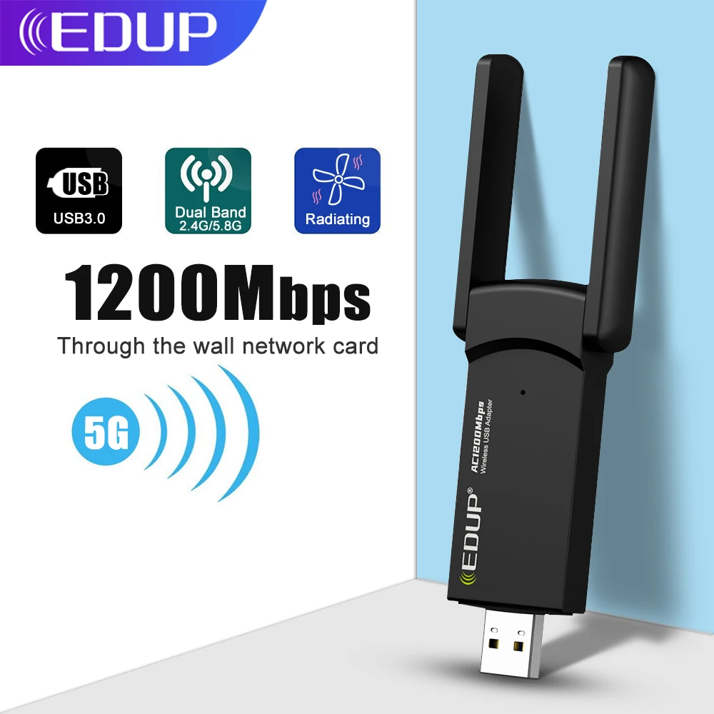 Беспроводной Wi-Fi адаптер EDUP 2 4G USB сетевая карта 1200M AP с антенной USB3.0 Ethernet для ПК |