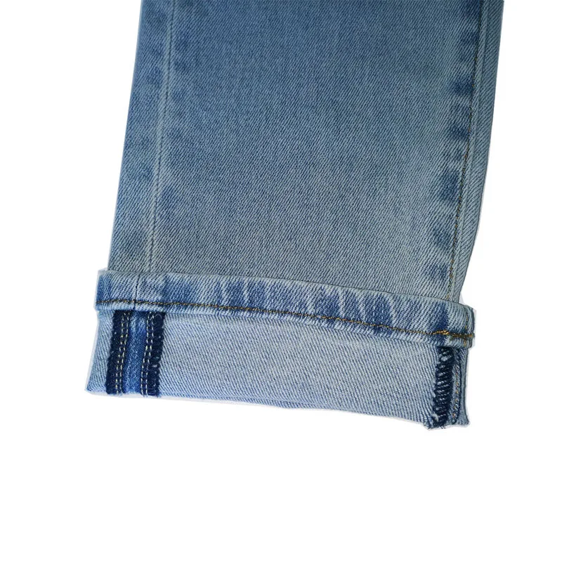 22ss Fashion High Quality Washed Light Blue Men's Jeans Skinny Stretch Mid Waist Jeans Men's Casual Trousers