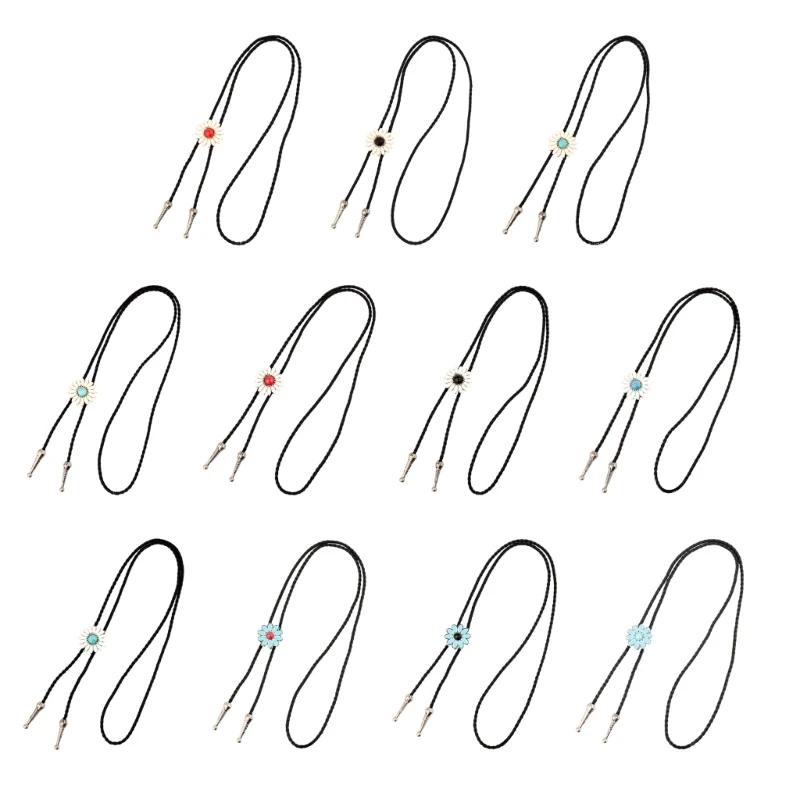 Ковбойский галстук-боло с цветком и драгоценными камнями для Хэллоуина