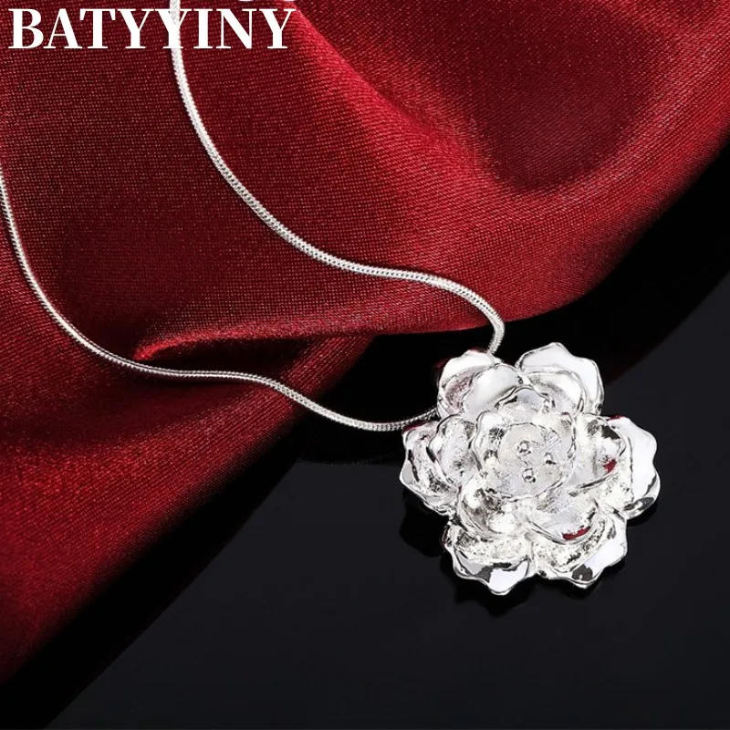 

BATYYINY 925 Sterling Silver Beautiful Flowers 18 Inch Necklace Pendant Necklace Women Necklace Fashion Jewelry Wedding Gift