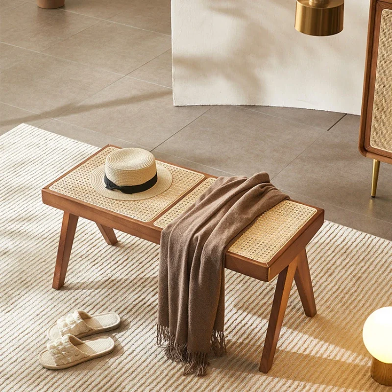 Скандинавская скамейка для смены обуви из твердой древесины