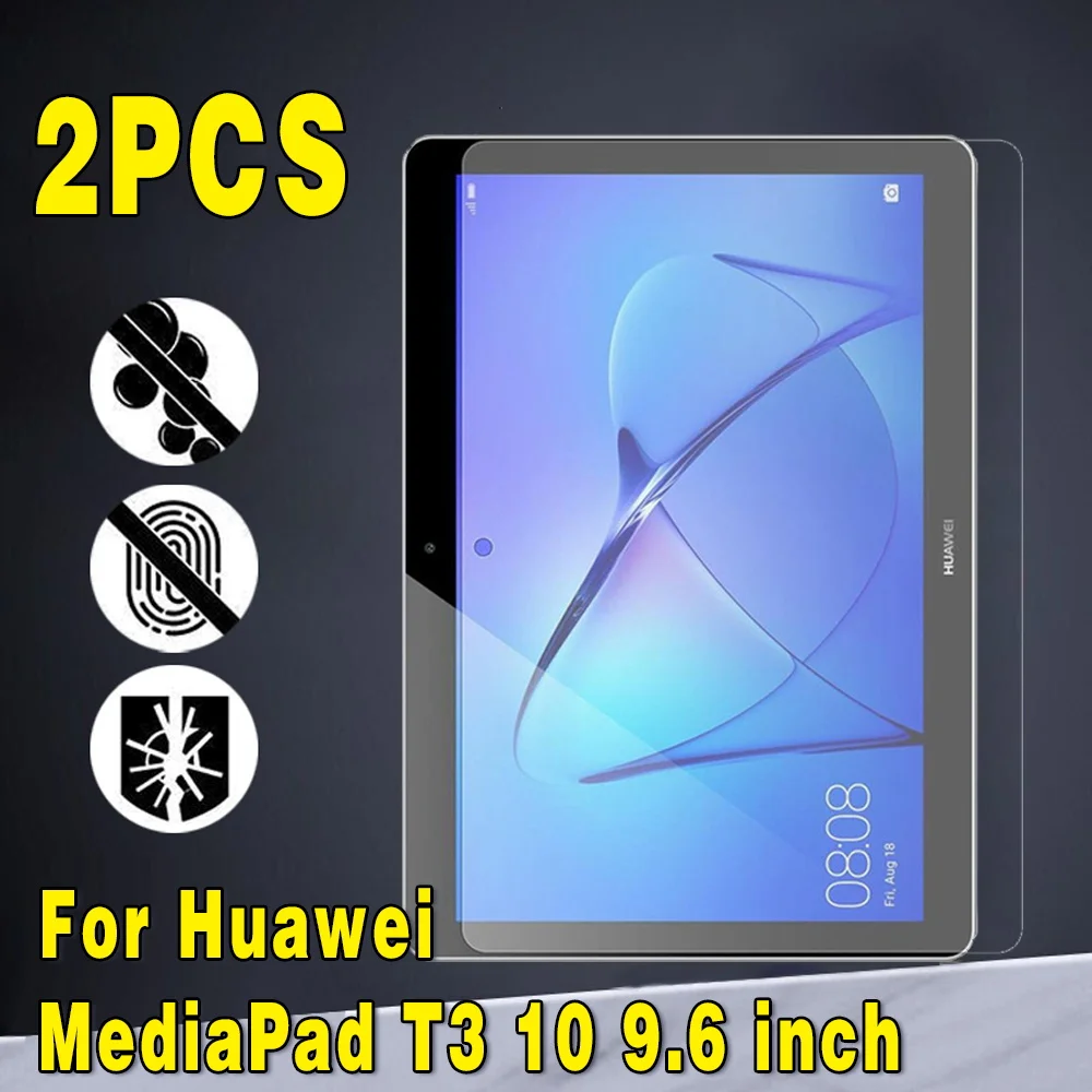 

2Pcs Tempered Glass for Huawei MediaPad T3 10 9.6 inch 9H Anti-Scratch Anti-fingerprint Full Film Tablet Cover Screen Protector