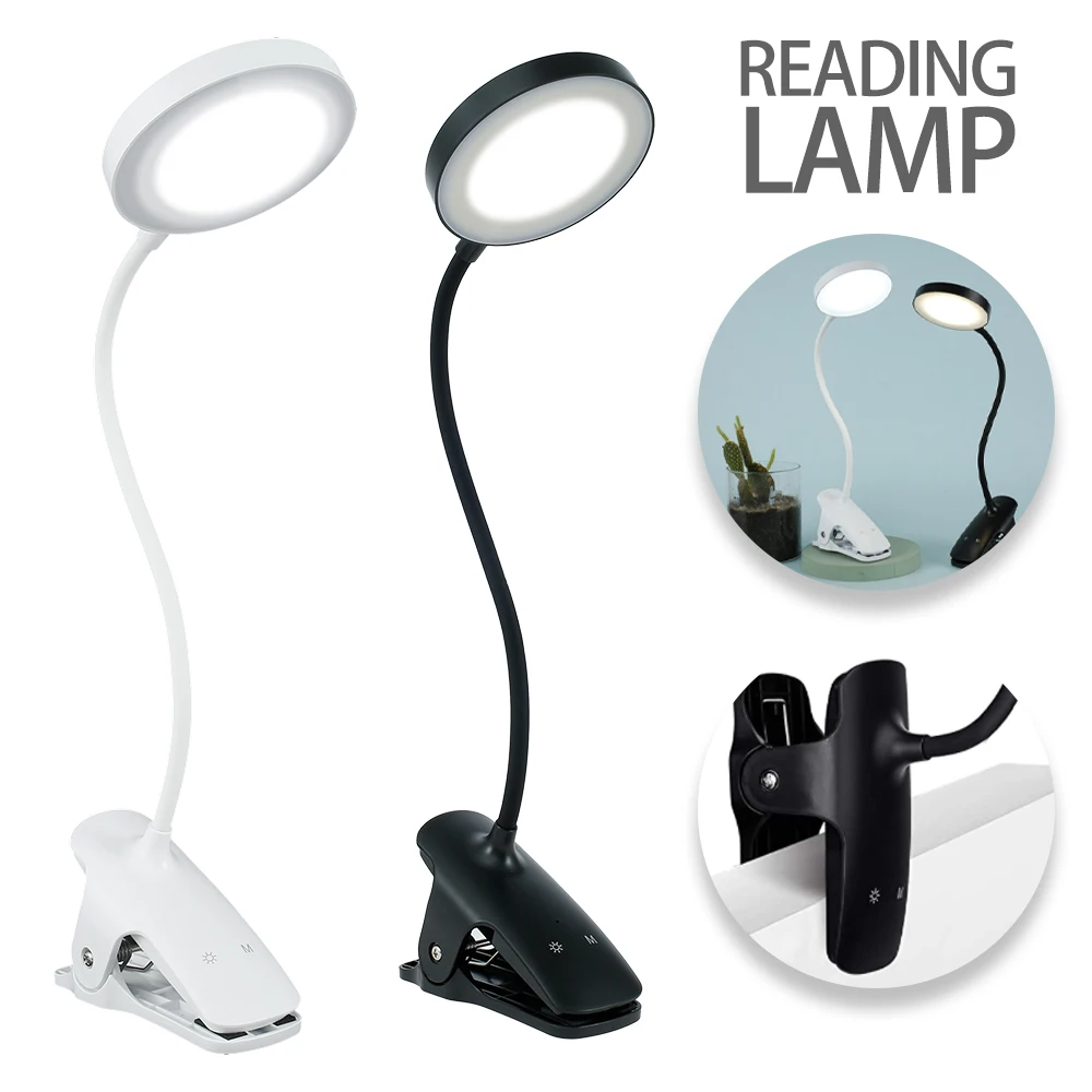 

Reading Light Clip on LED Book Light 1800mAh Rechargeable Desk Lamp Eye Care Reading Lamp w/ 5 Brightness Levels and 5 Color