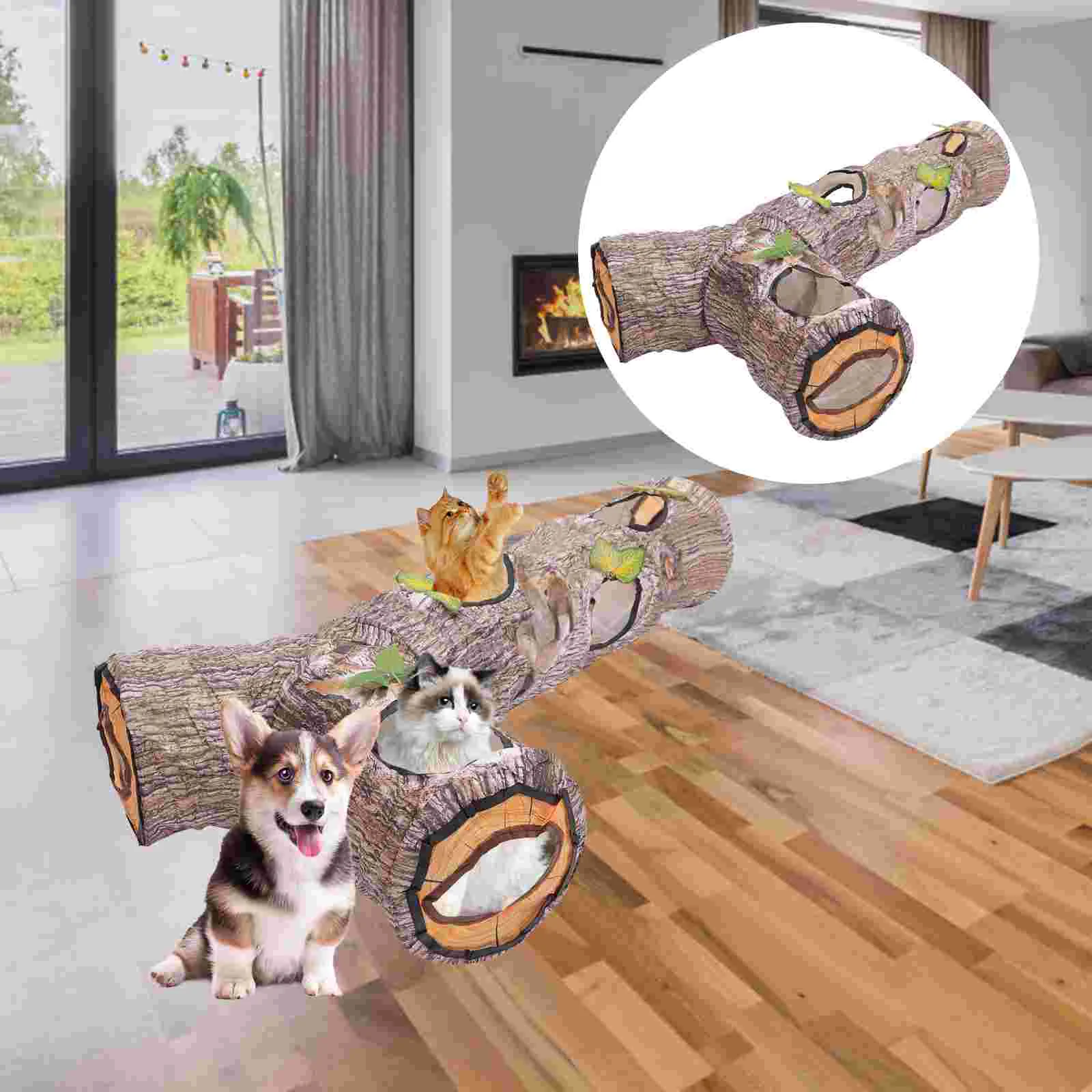 

Cat Tunnel Toy Rabbit Folding 3 Way Play Pet Supplies Polyester Cloth Interesting Three-way Interactive Tube Plaything