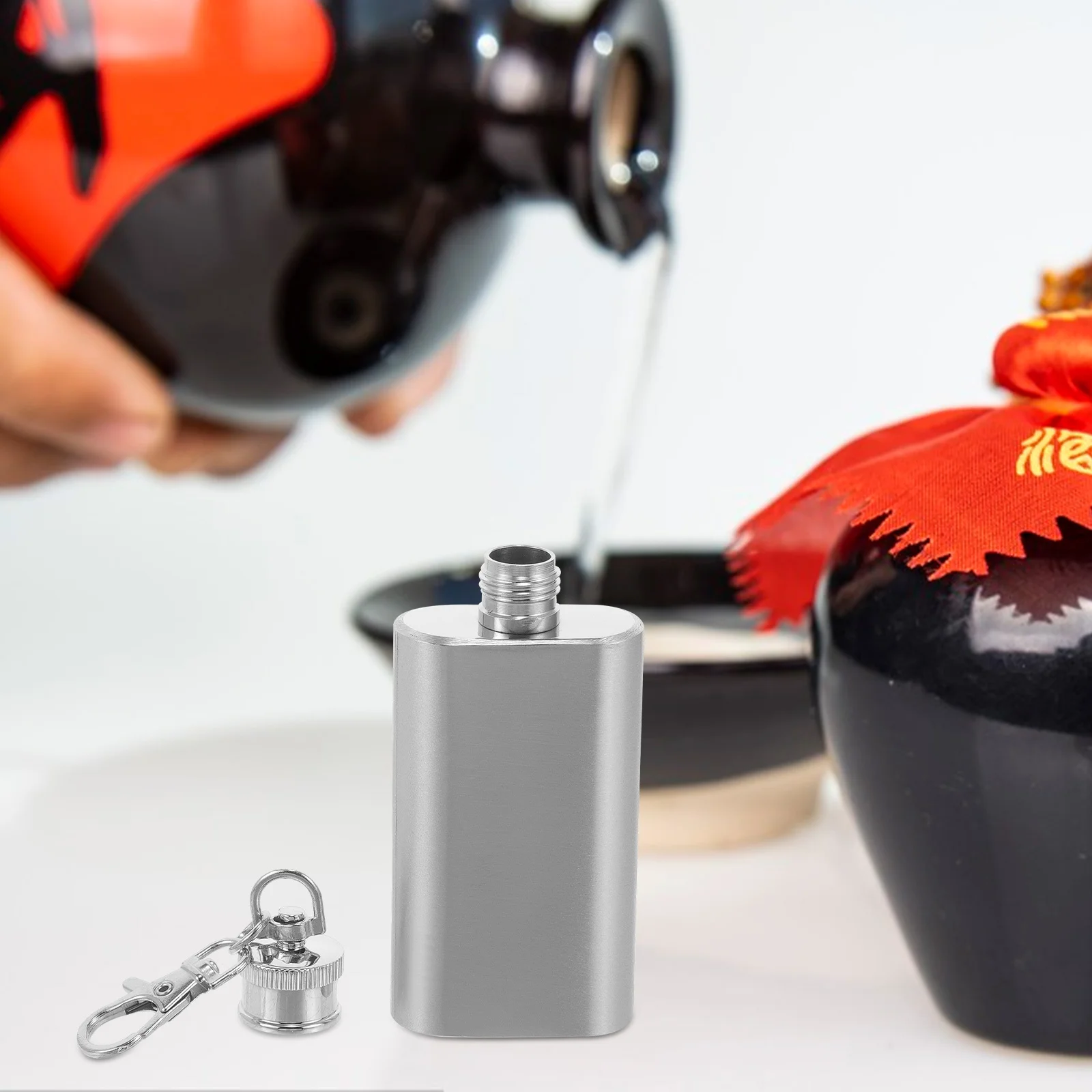 2-уровневая походная фляжка с плоской крышкой кувшин брелком из нержавеющей