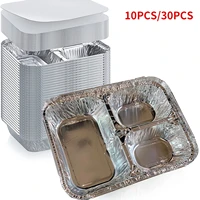 1030pcs 780ml disposable aluminum foil tray with lids 3 compartment foil pan trays to serve disposable food takeaway container