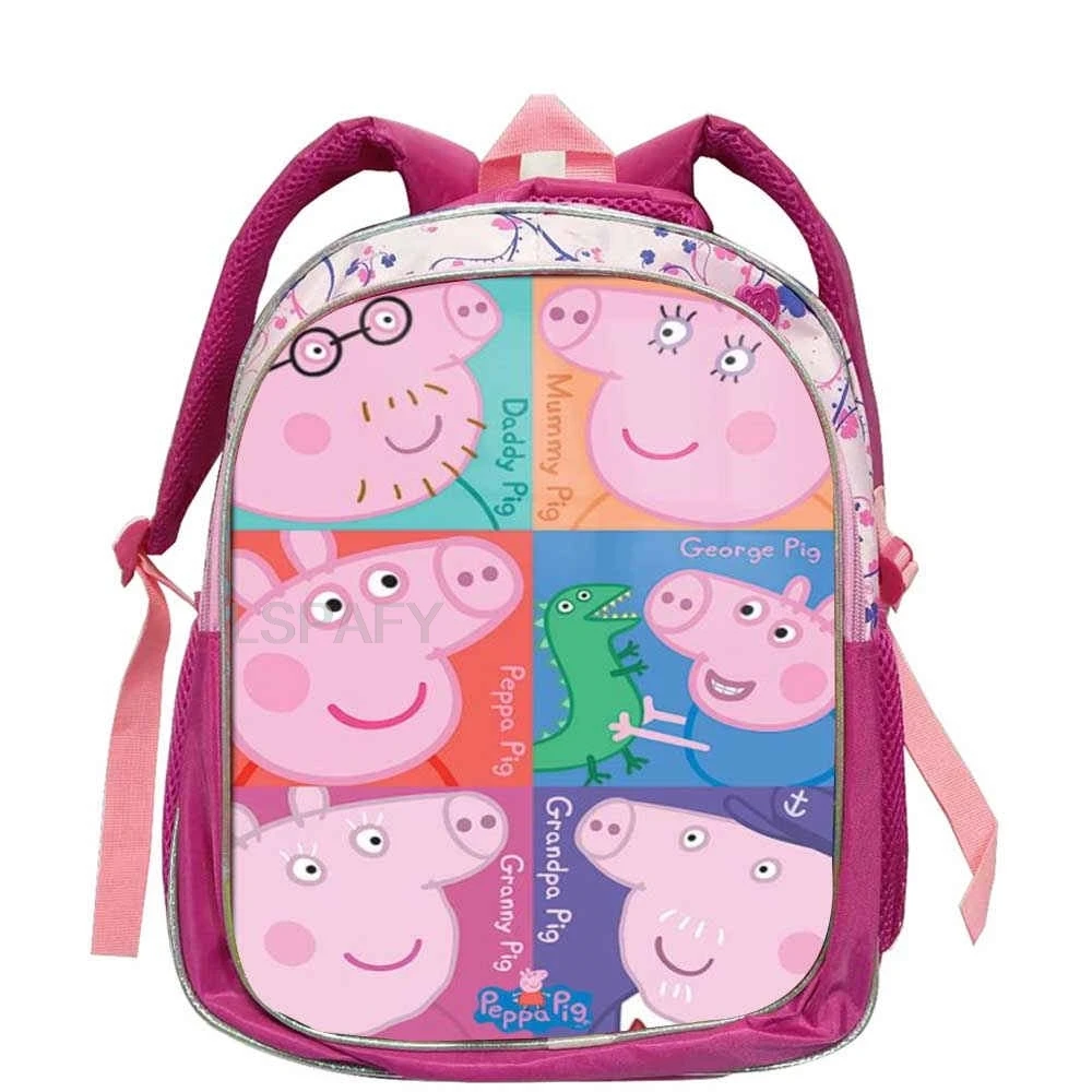 Фото Школьные сумки Peppa Pig, детские сумки для книг, рюкзаки с принтом Peppa Pig для детского сада, розовые школьные сумки с мультяшными рисунками для девочек от 1 до 5 лет №5