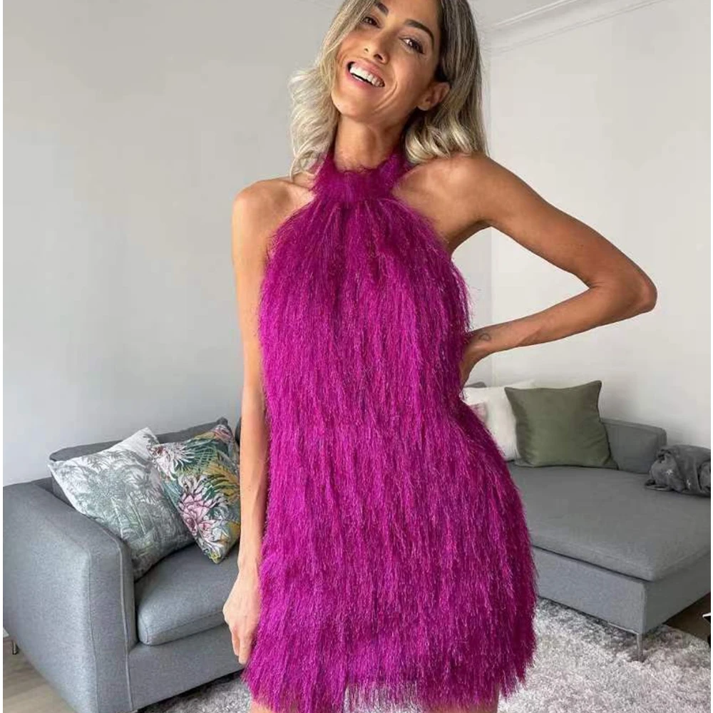 

Женское платье с открытой спиной, без рукавов, с лямкой на шее