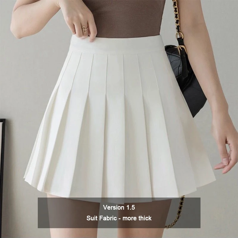 Preppy Style High Waist Solid Pleated Mini Skirt Women Summer Spring Korean Fashion Cute White A-line Skirt Y2k Skort Clothes