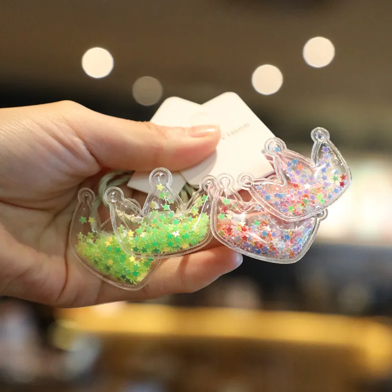 

2 шт./Лот Новые прозрачные звезды с блестящей звездой внутри Маленькие Кольца для волос детская корона тиара аксессуары для волос