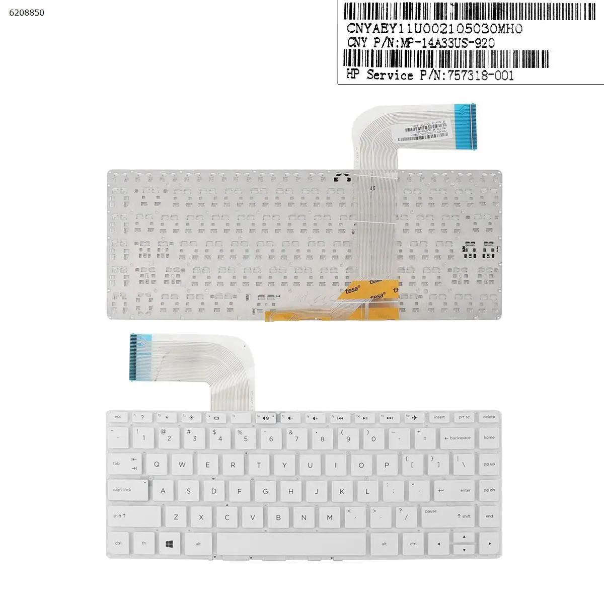 

US Laptop Keyboard for HP Pavilion 14-v040tx 14-v041tx 14-v216tx 14-v217tu 14-v217tx 14-v218tu WHITE Without FRAME Without Foil