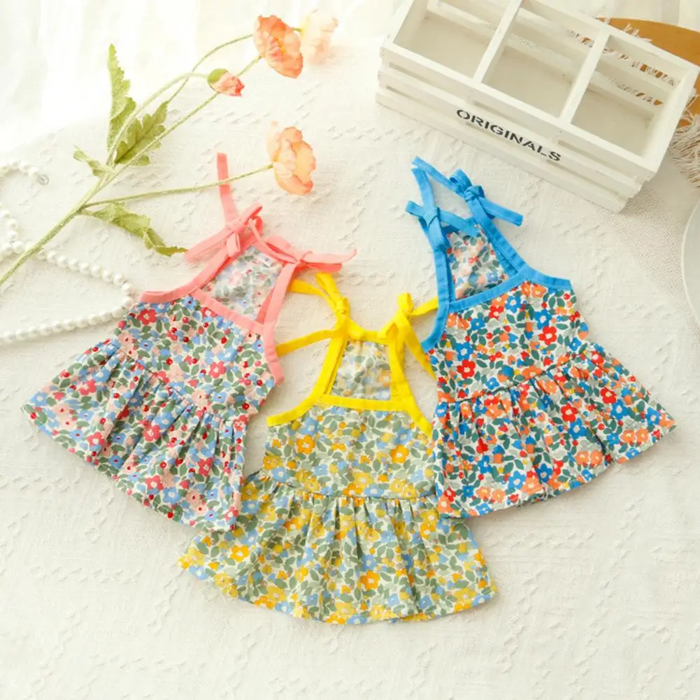 

Excellent Dog Skirt Friendly to Skin Super Soft Floral Print Summer Pet Dog Suspender Skirt Dog Clothes Pet Outfit