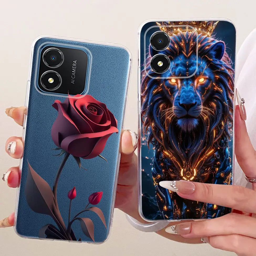 Фото Чехол для Honor X5 4G VNA-LX2, прозрачный, с милым котом, модный, с бабочками, забавный, с рисунком, бампер для Honor X5 №4