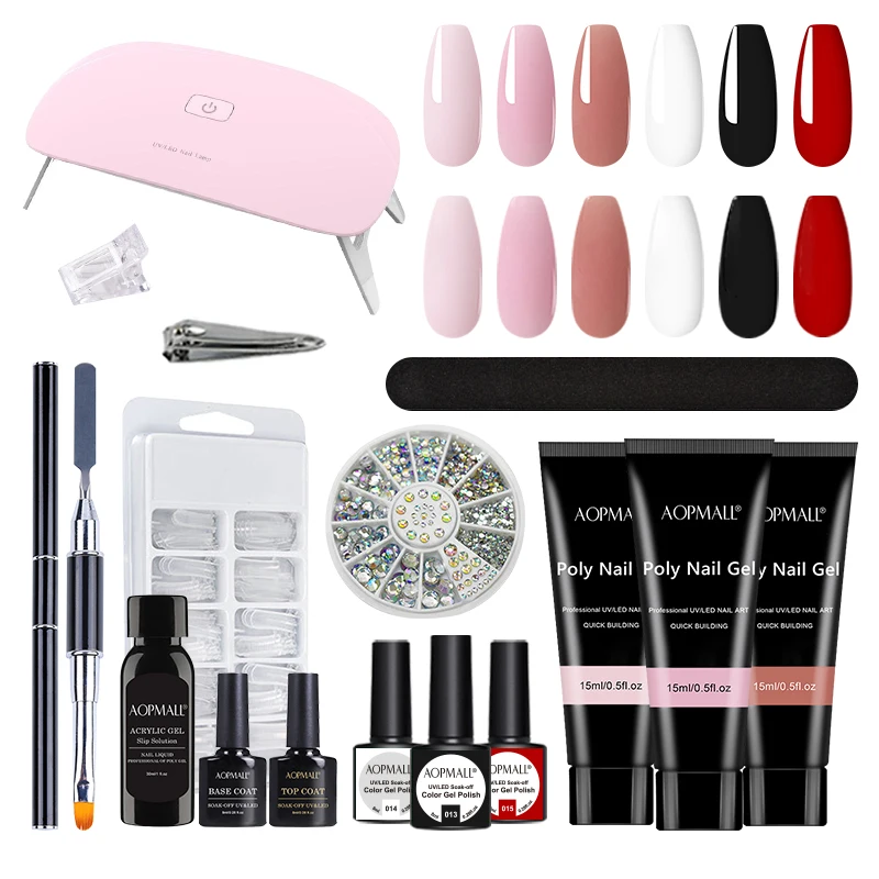 

AOPMALL® 16Pcs 3 Color Poly Extension Gel With 3 Color Gel Polish Set For Manicure Semi Permanent Nail Art Gel Kit Base Top Coat