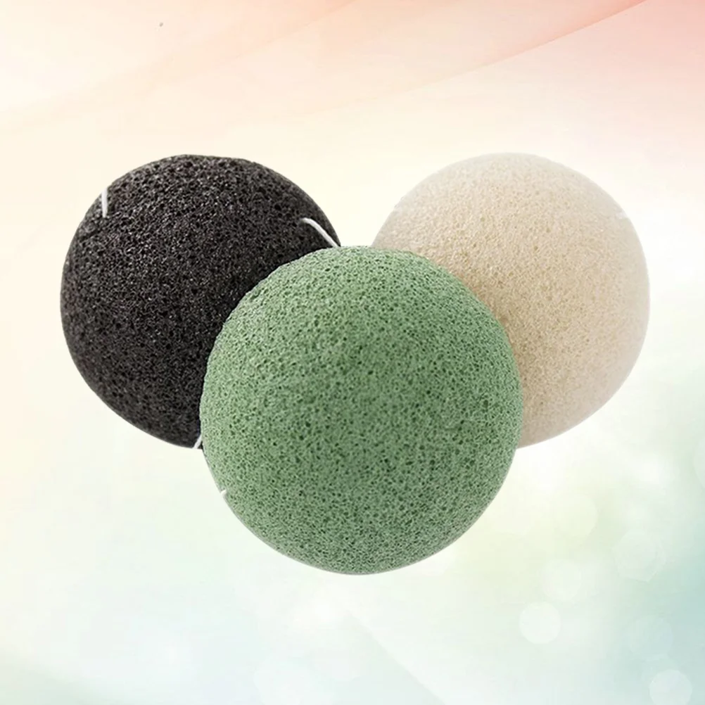 

3 Pcs Konjac Sponges Cleansing Wash Face Flutter Natural Facial Washing Puffs Cleaning